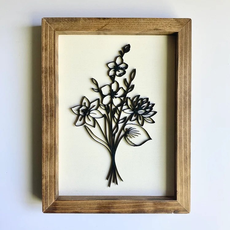 Custom Birth Flower Bouquet Wall Decor Frame