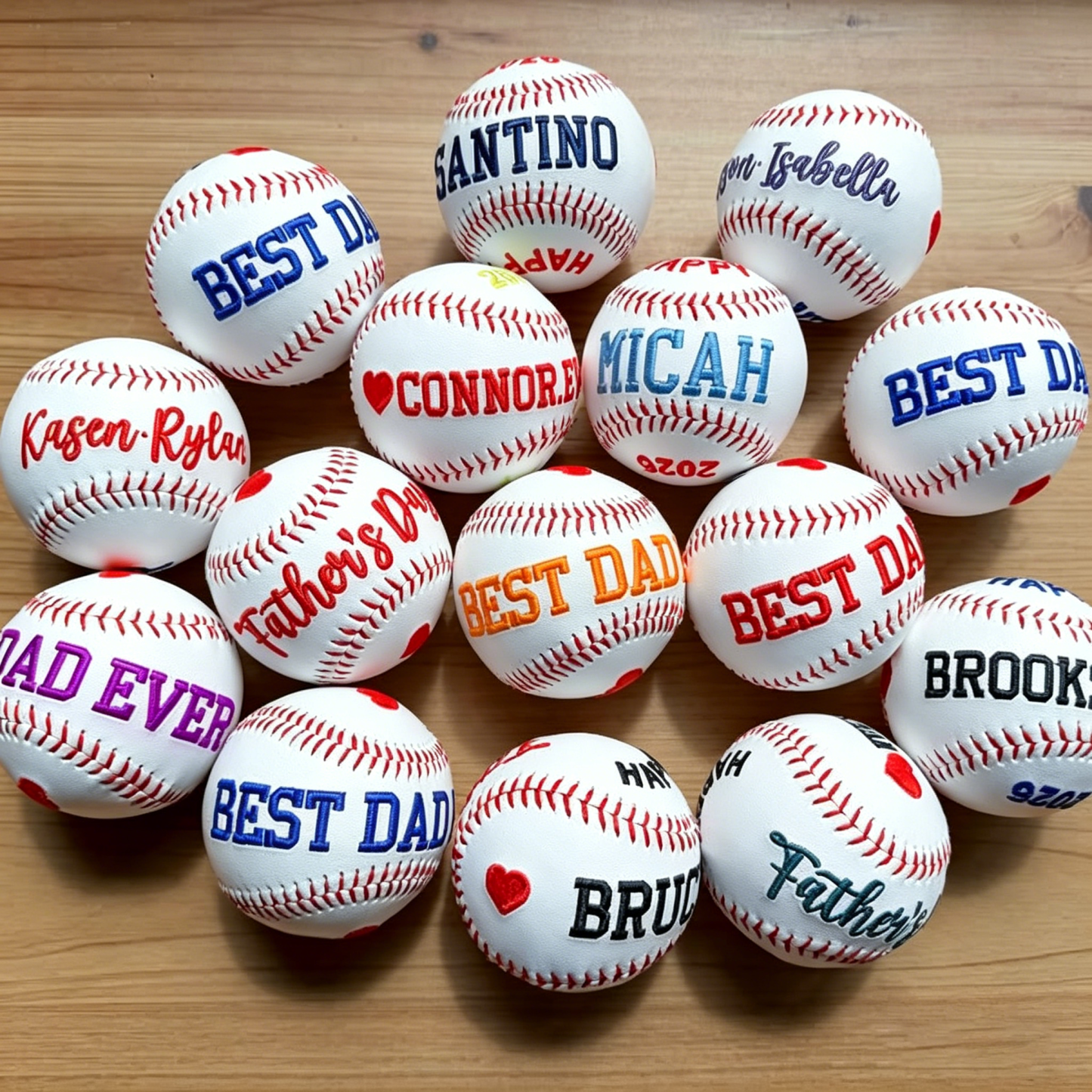 Personalized Embroidered Softball & Baseball | Dad Mom Keepsake Ball | Fathers Day Gift from Kids