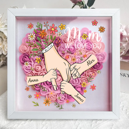 Personalized Hand in Hand with Mom Floral Shadow Box-Mother's Day gifts