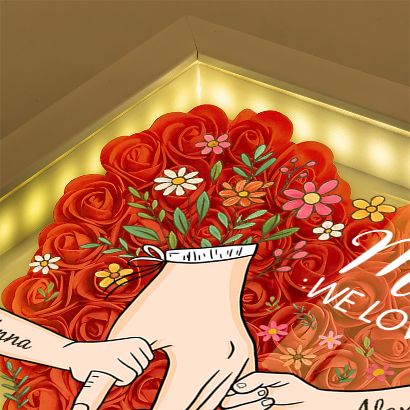 Personalized Hand in Hand with Mom Floral Shadow Box-Mother's Day gifts