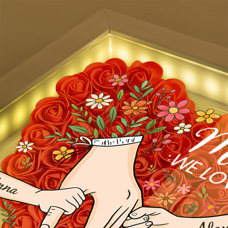 Personalized Hand in Hand with Mom Floral Shadow Box-Mother's Day gifts