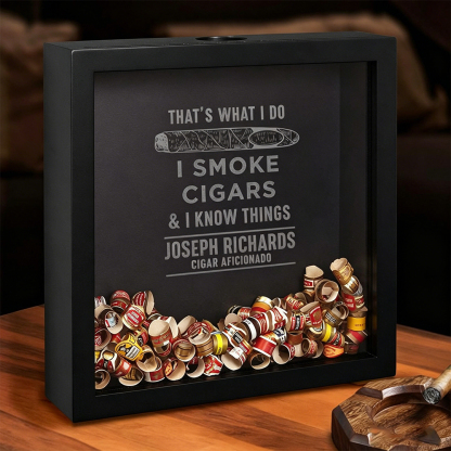 Personalized Cigar Shadow Box - Vintage Groomsmen Wedding Cigar Bands Holder Box