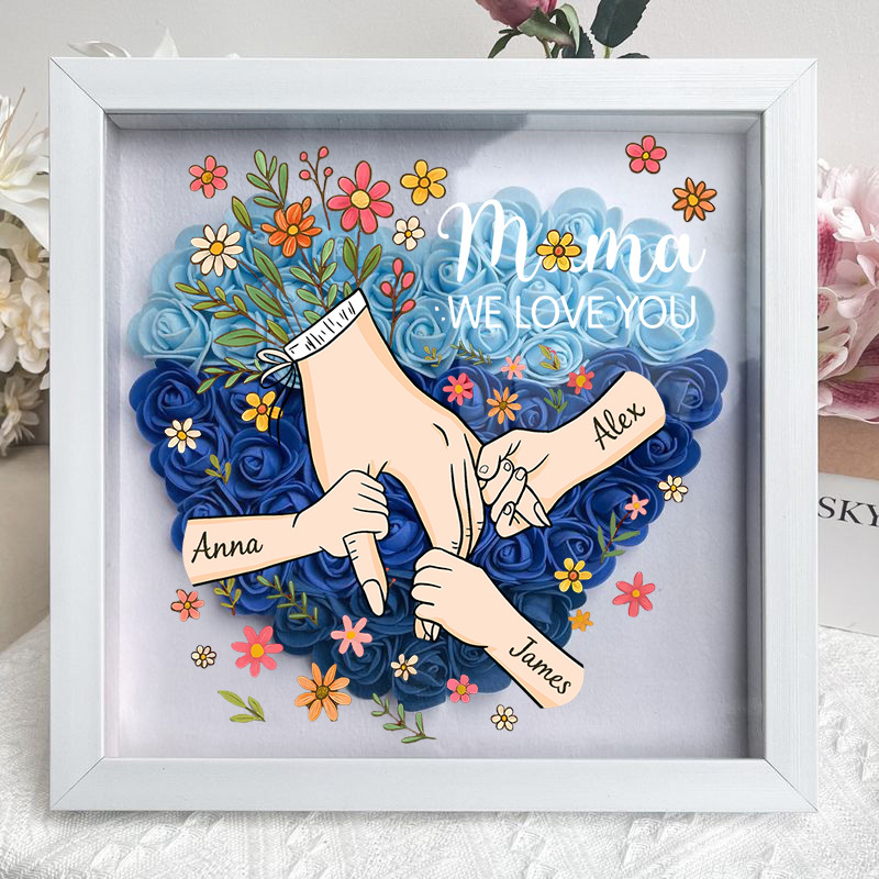 Personalized Hand in Hand with Mom Floral Shadow Box-Mother's Day gifts