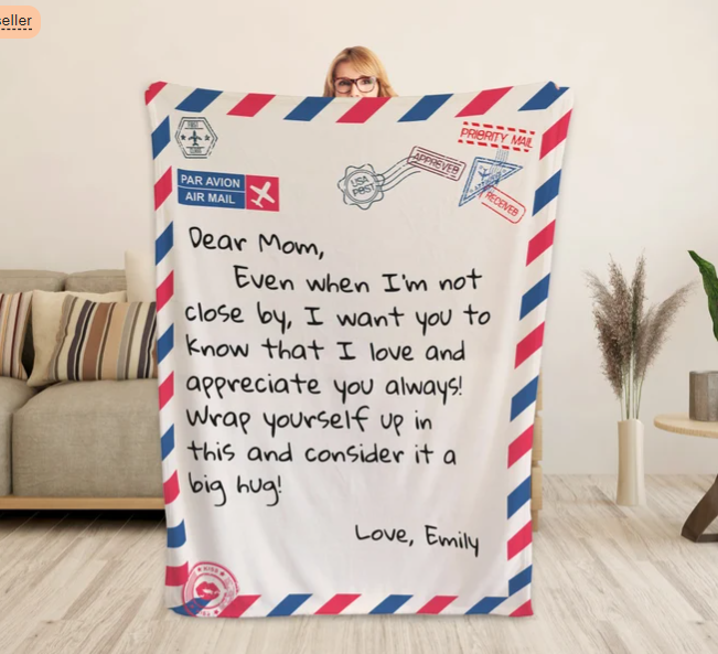 Mothers Day Gifts - Gifts for Mom - Personalized Mom Blanket - Letter to Mom / Your Own Finish - Mom Gifts from Daughter, Son-Creatgifts