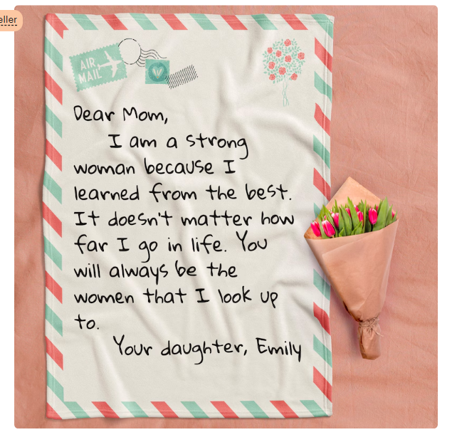 Mothers Day Gifts - Gifts for Mom - Personalized Mom Blanket - Letter to Mom / Your Own Finish - Mom Gifts from Daughter, Son-Creatgifts