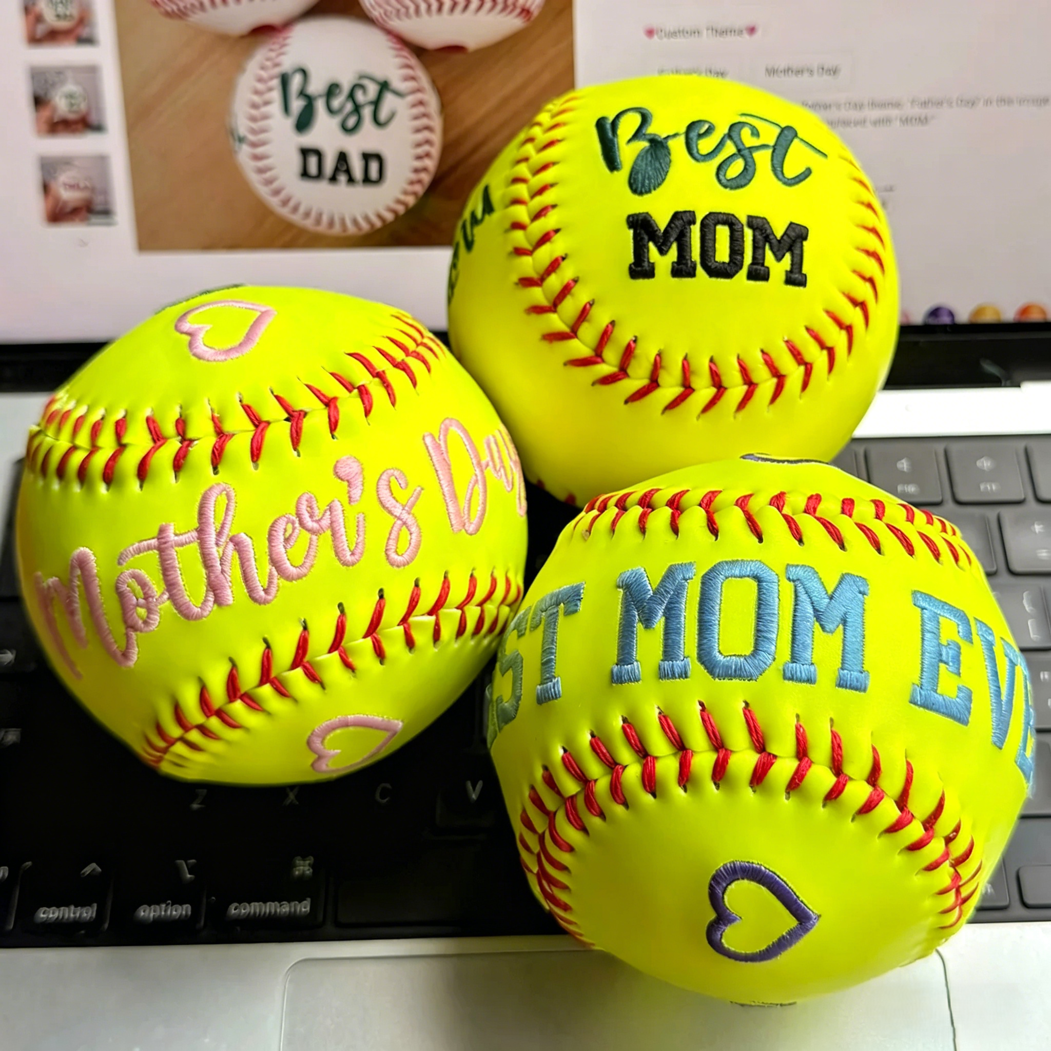 Personalized Embroidered Softball & Baseball | Dad Mom Keepsake Ball | Fathers Day Gift from Kids