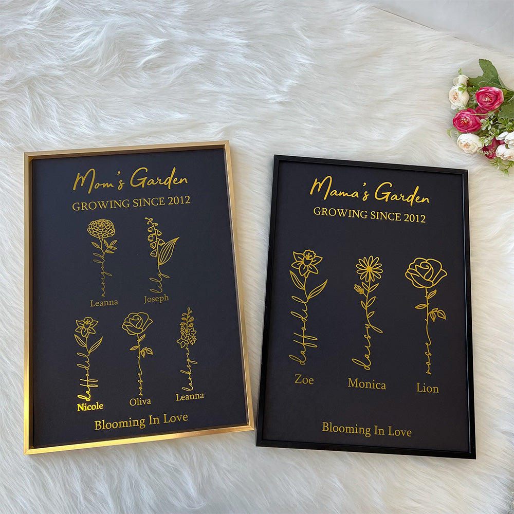 Hot Sale⭐️Custom Golden Foil Birth Flower Frame
