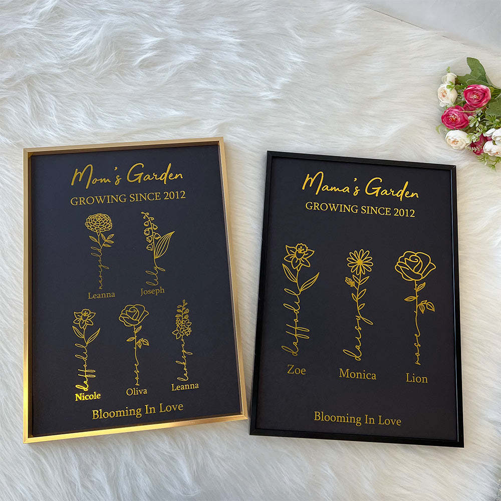 Hot Sale⭐️Custom Golden Foil Birth Flower Frame