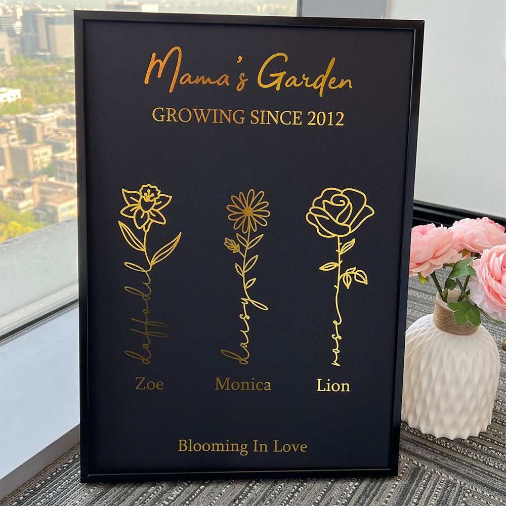 Hot Sale⭐️Custom Golden Foil Birth Flower Frame
