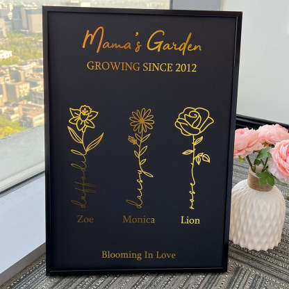 Hot Sale⭐️Custom Golden Foil Birth Flower Frame