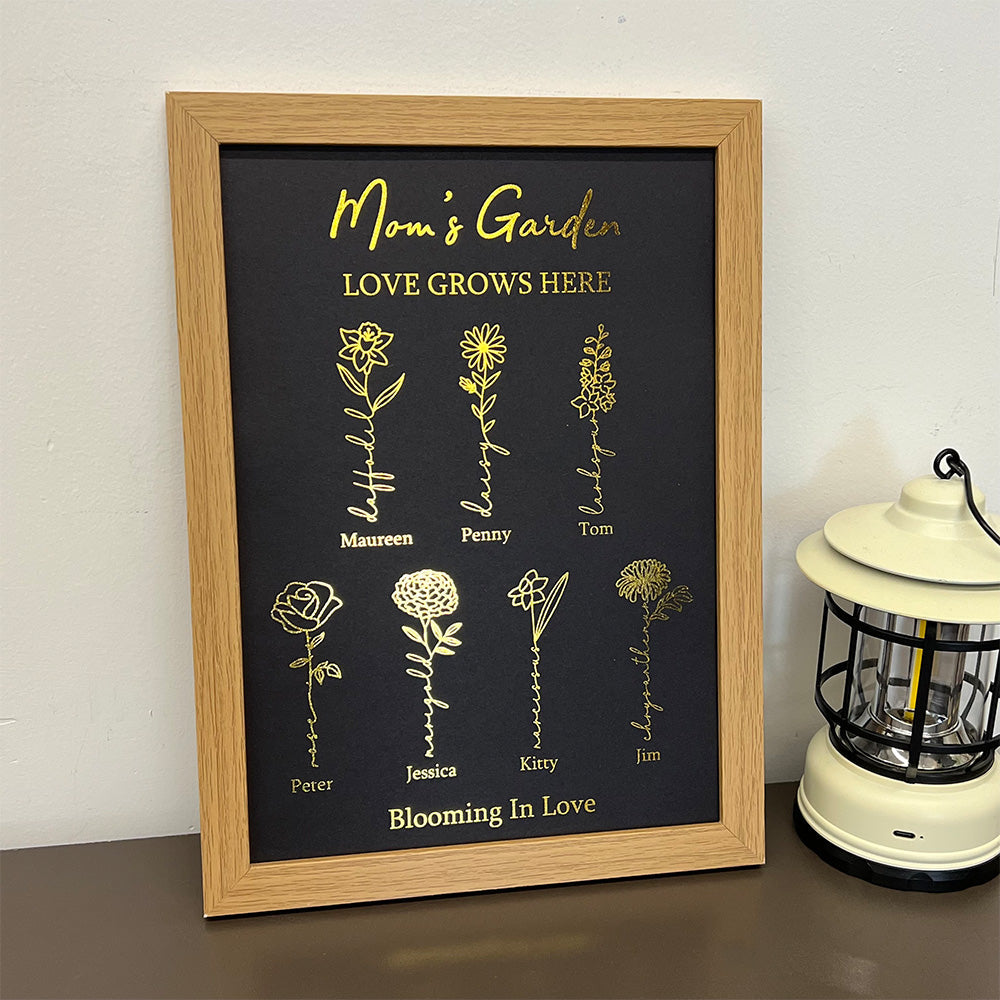 Hot Sale⭐️Custom Golden Foil Birth Flower Frame