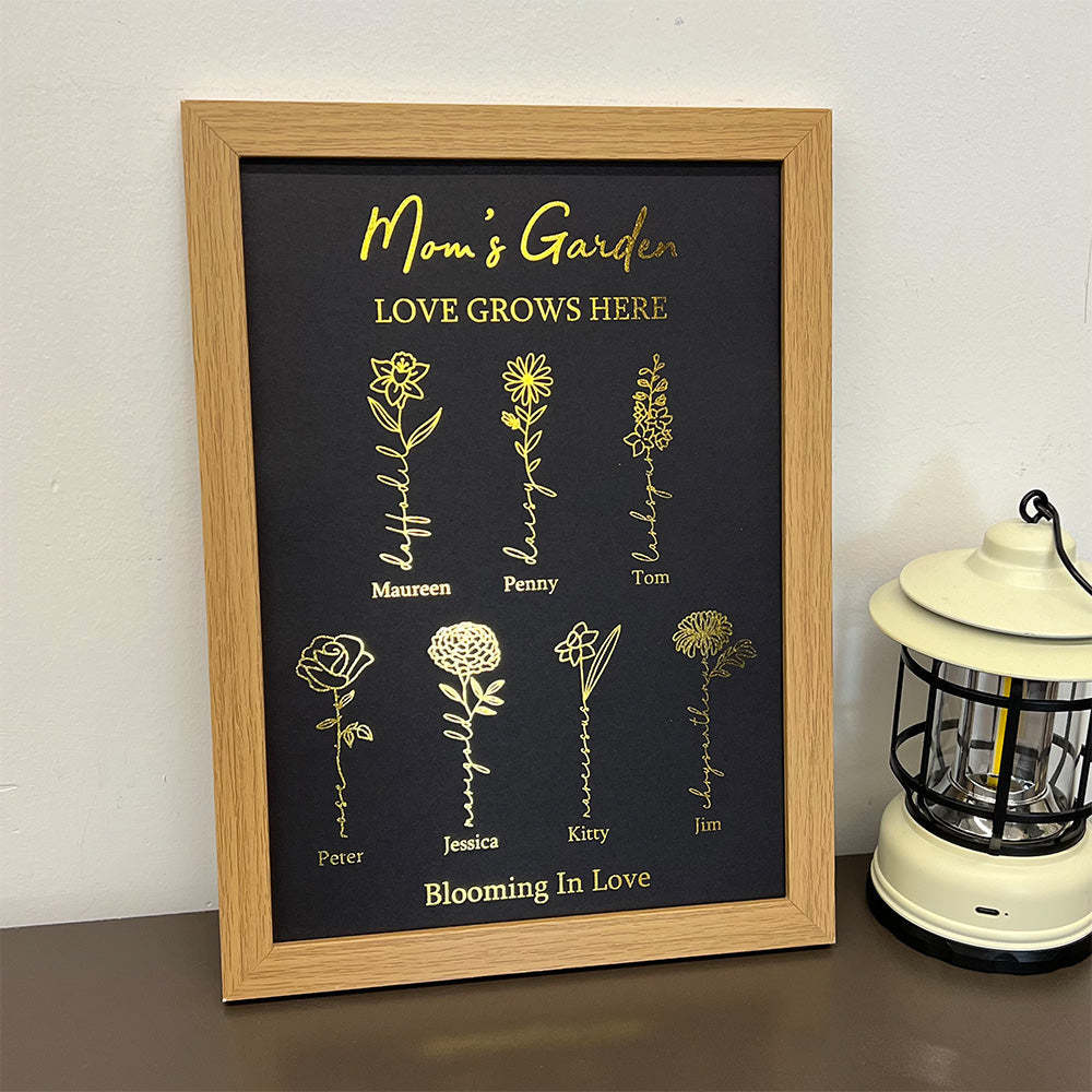 Hot Sale⭐️Custom Golden Foil Birth Flower Frame