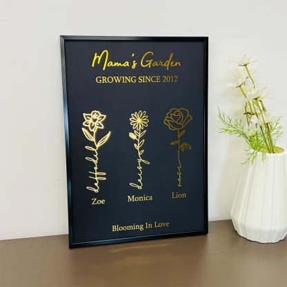 Hot Sale⭐️Custom Golden Foil Birth Flower Frame