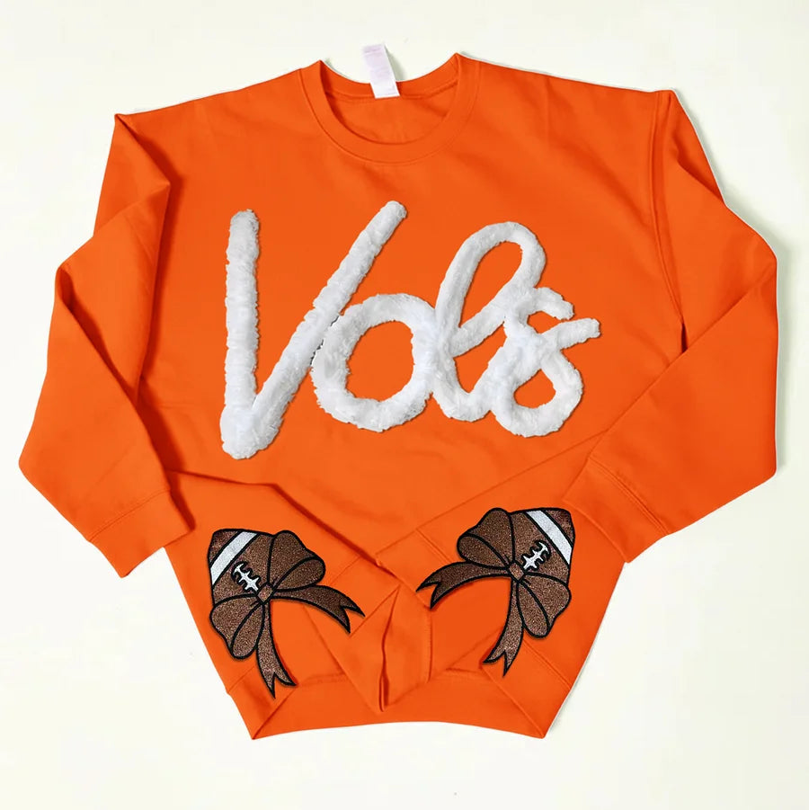 Custom Chenille Team Sweatshirt with Bow – Cozy Style & Fan Spirit