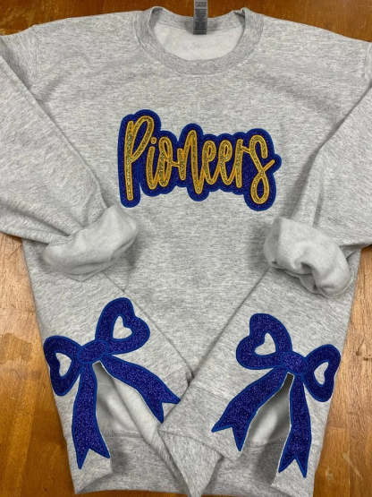 Custom Embroidered Glitter Team Sweatshirt with Bows