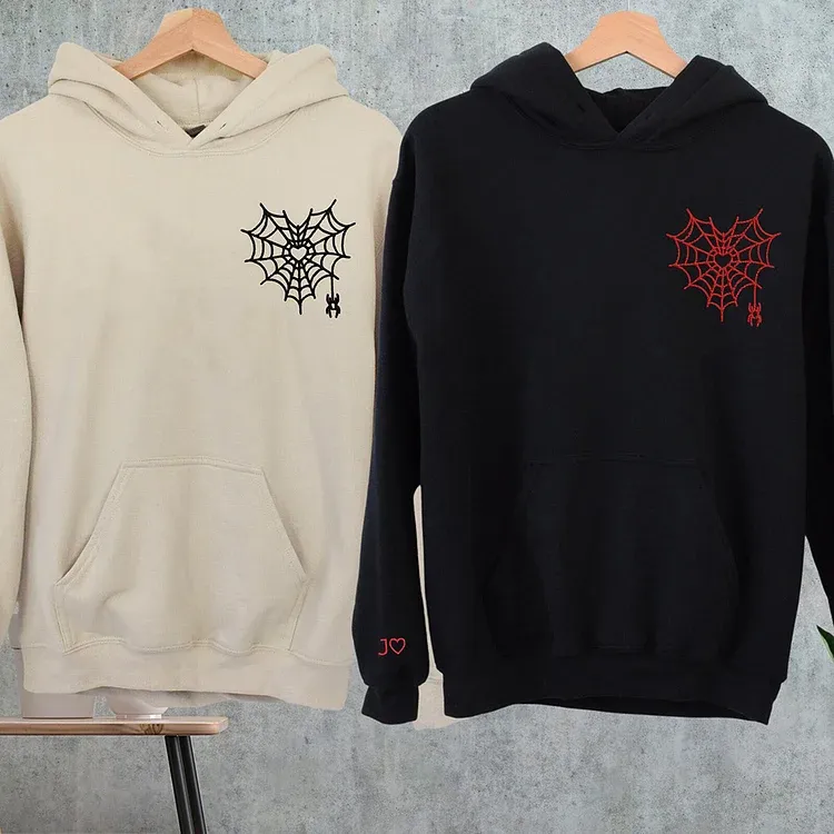 Custom Matching Spiderweb Heart Sweatshirt for Couples & Besties