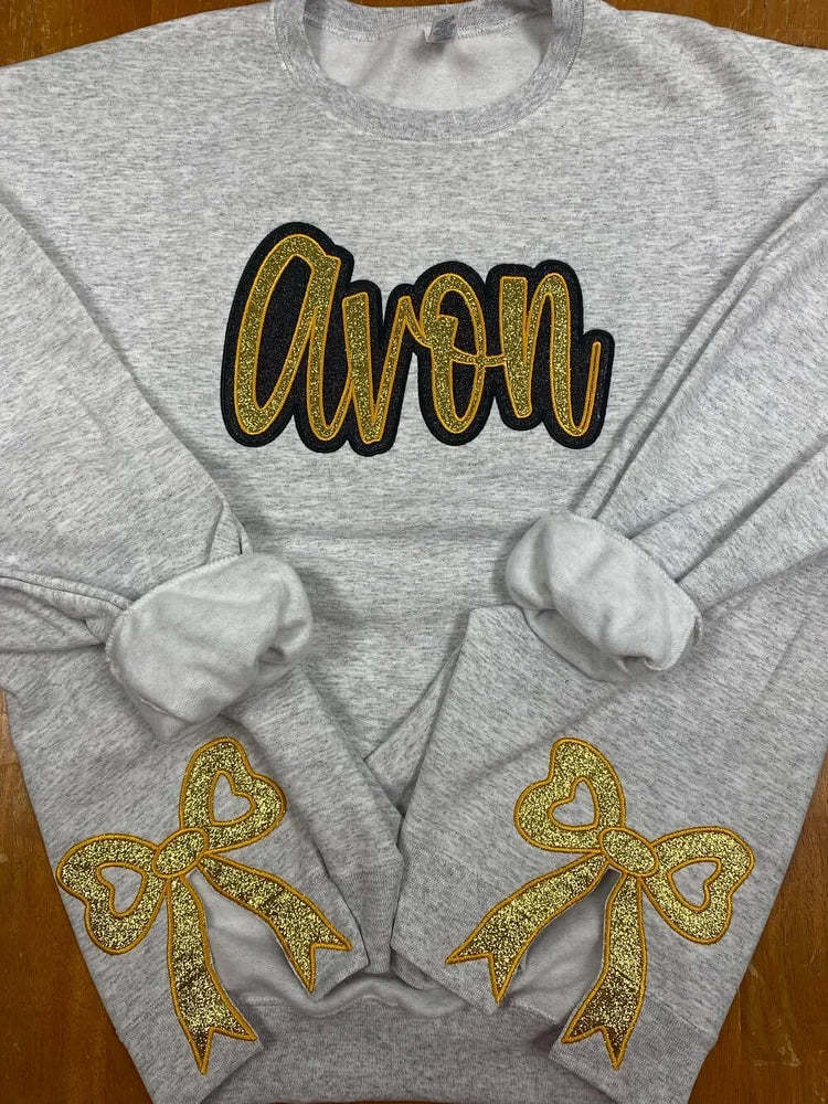 Custom Embroidered Glitter Team Sweatshirt with Bows