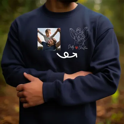 Personalized Embroidered Sweatshirt, Photo Outline Sweater, T-shirt, Gifts for dad