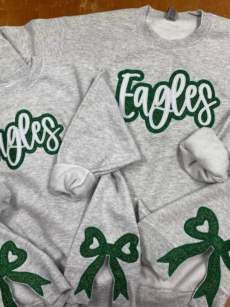Custom Embroidered Glitter Team Sweatshirt with Bows