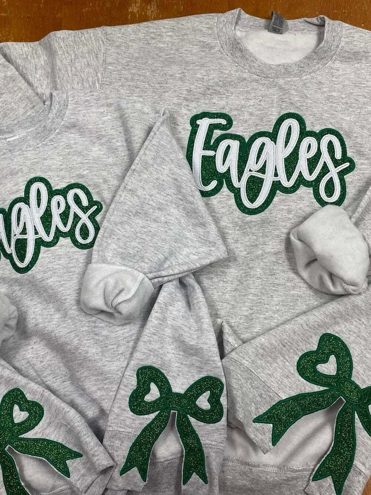 Custom Embroidered Glitter Team Sweatshirt with Bows