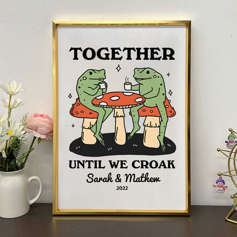 50%OFF⭐️Personalized Frog Couple Print, Custom Frog Illustration Frame
