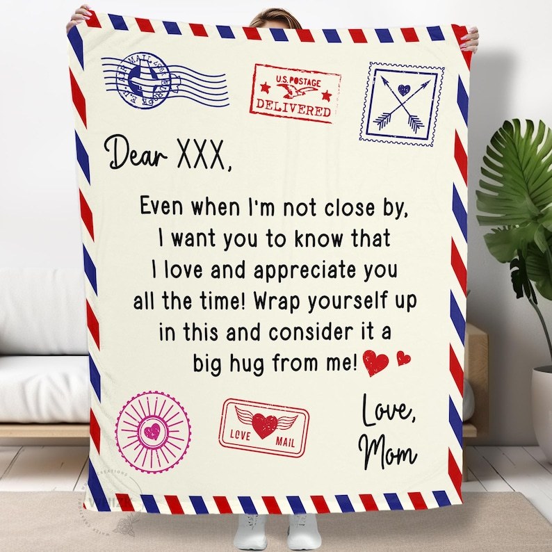 Mothers Day Gifts - Gifts for Mom - Personalized Mom Blanket - Letter 