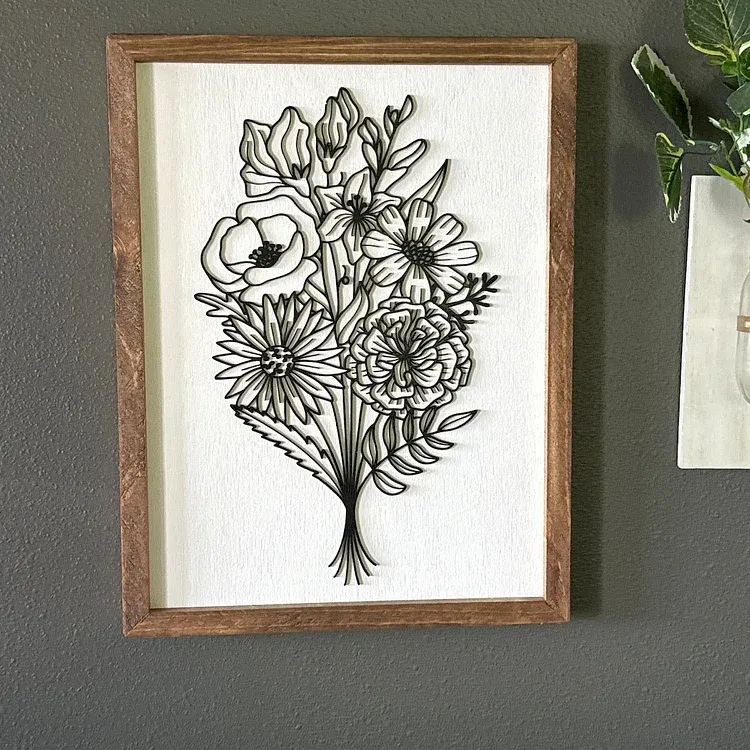Custom Birth Flower Bouquet Wall Decor Frame