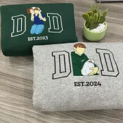 The Year He Became Dad – Custom Embroidered Portrait Sweatshirt or Tee