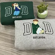 The Year He Became Dad – Custom Embroidered Portrait Sweatshirt or Tee