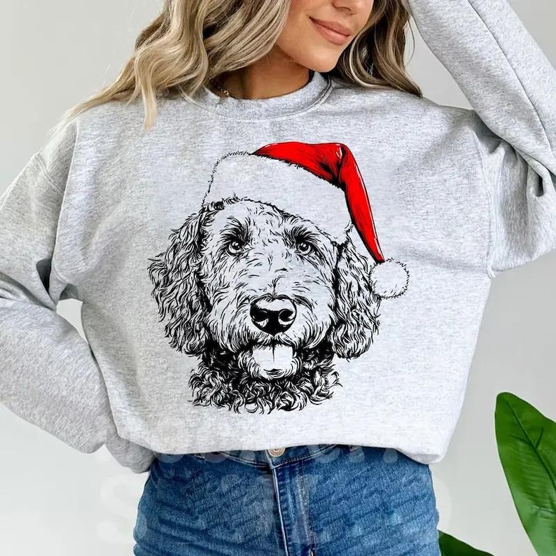 Custom Pet Christmas Sweatshirt - Personalized Dog/Cat Santa Hat Graphic Crewneck
