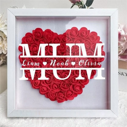 Personalized Mum Flower Shadow Box With Kids Name