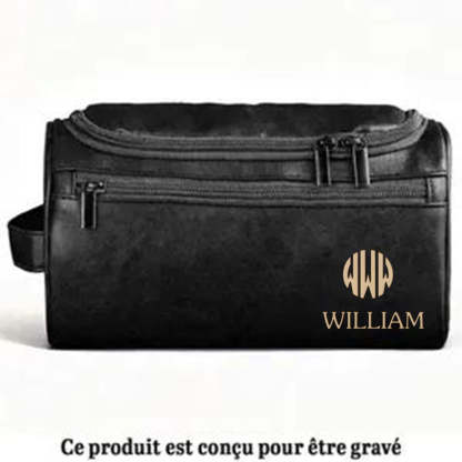 Trousse De Toilette En Cuir Gravée Personnalisée – Cadeaux D’Anniversaire Personnalisés Pour Papa, Frère