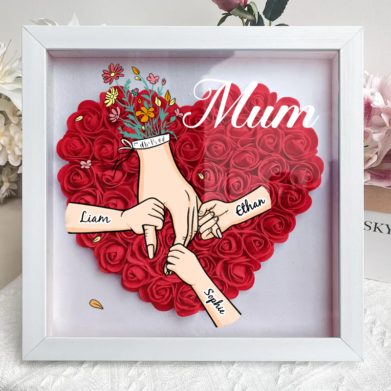 Personalised Flower Shadow Box mum and I hand holding 