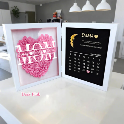 (Mum & Grand mum With Name) With REAL MOON PHASE Anniversary Calendar Custom flower frame