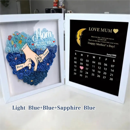 Mom We Love You With REAL MOON PHASE Anniversary Calendar - Personalized Mom & Grandma Flower Shadow Box with Names-Creatgifts