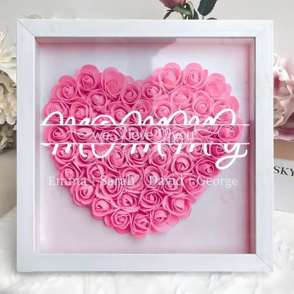Mummy We Love You - Personalized Flower Shadow Box With Kid's Name