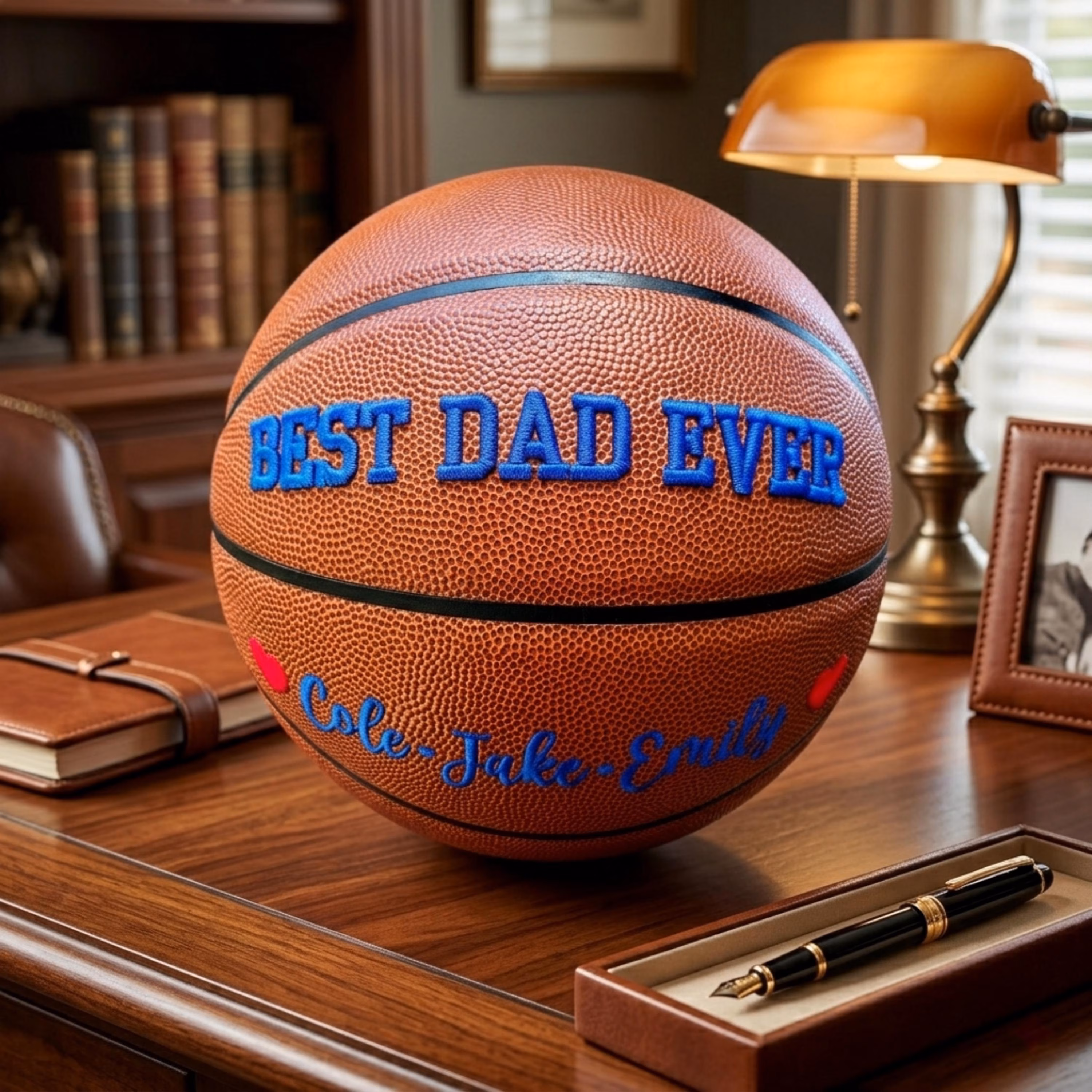 Custom 3D Embroidered Father's Day Basketball, Gift for Mom, Gift for Dad