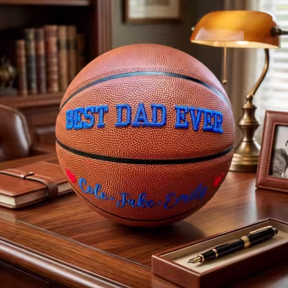 Custom 3D Embroidered Father's Day Basketball, Gift for Mom, Gift for Dad