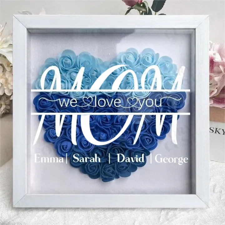 MOM We Love You - Personalized Flower Shadow Box - Mother's Day Gift 