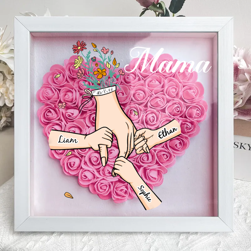 Personalised Flower Shadow Box mum and I hand holding 