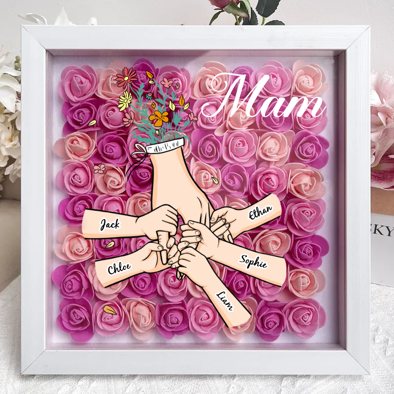 Personalised Flower Shadow Box mum and I hand holding 