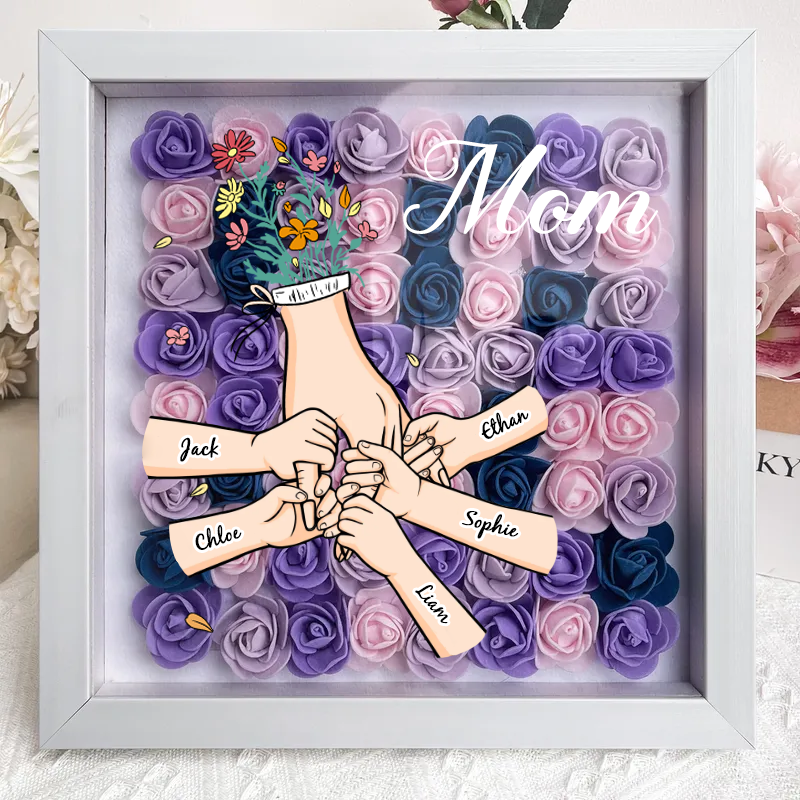 Personalised Flower Shadow Box mum and I hand holding 