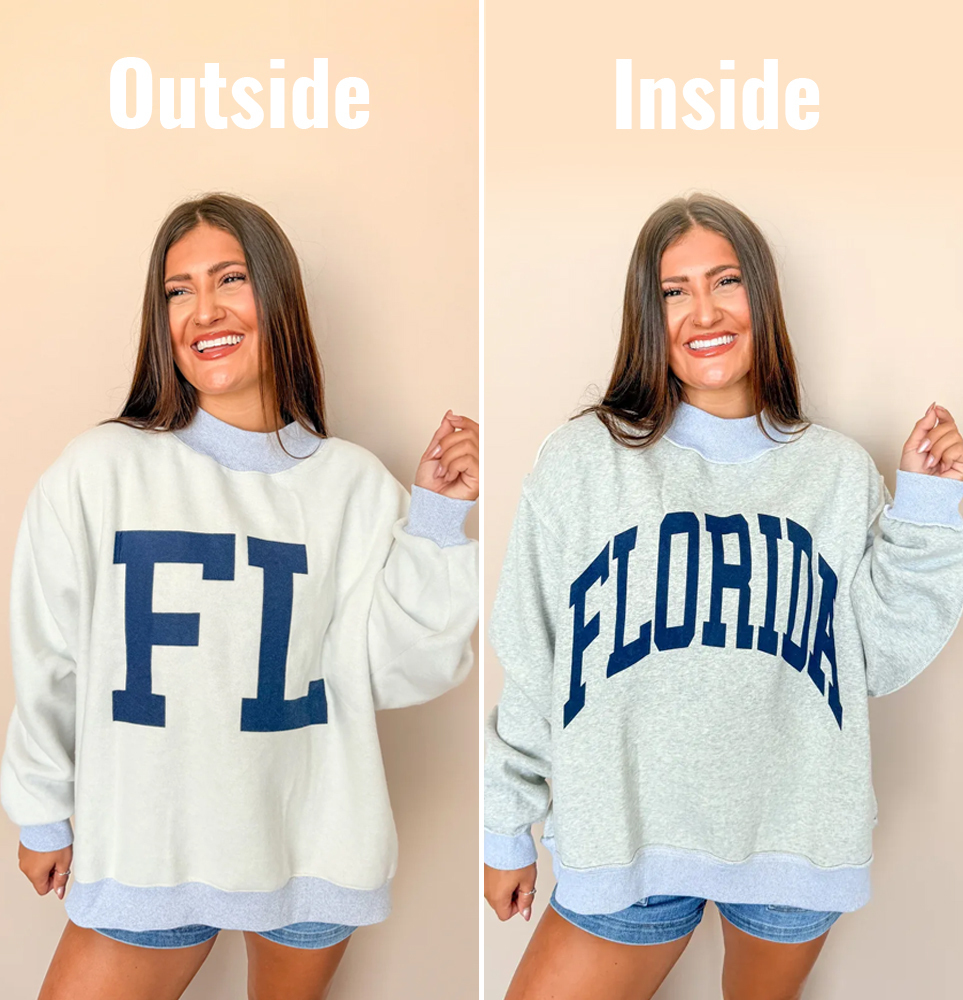 Florida/FL Game Day Mock Neck Reversible Sweatshirt