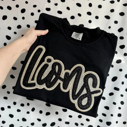 Custom Double Stack Glitter Embroidered Team Sweatshirt Hoodie T-shirt, Sports Mom Tshirt