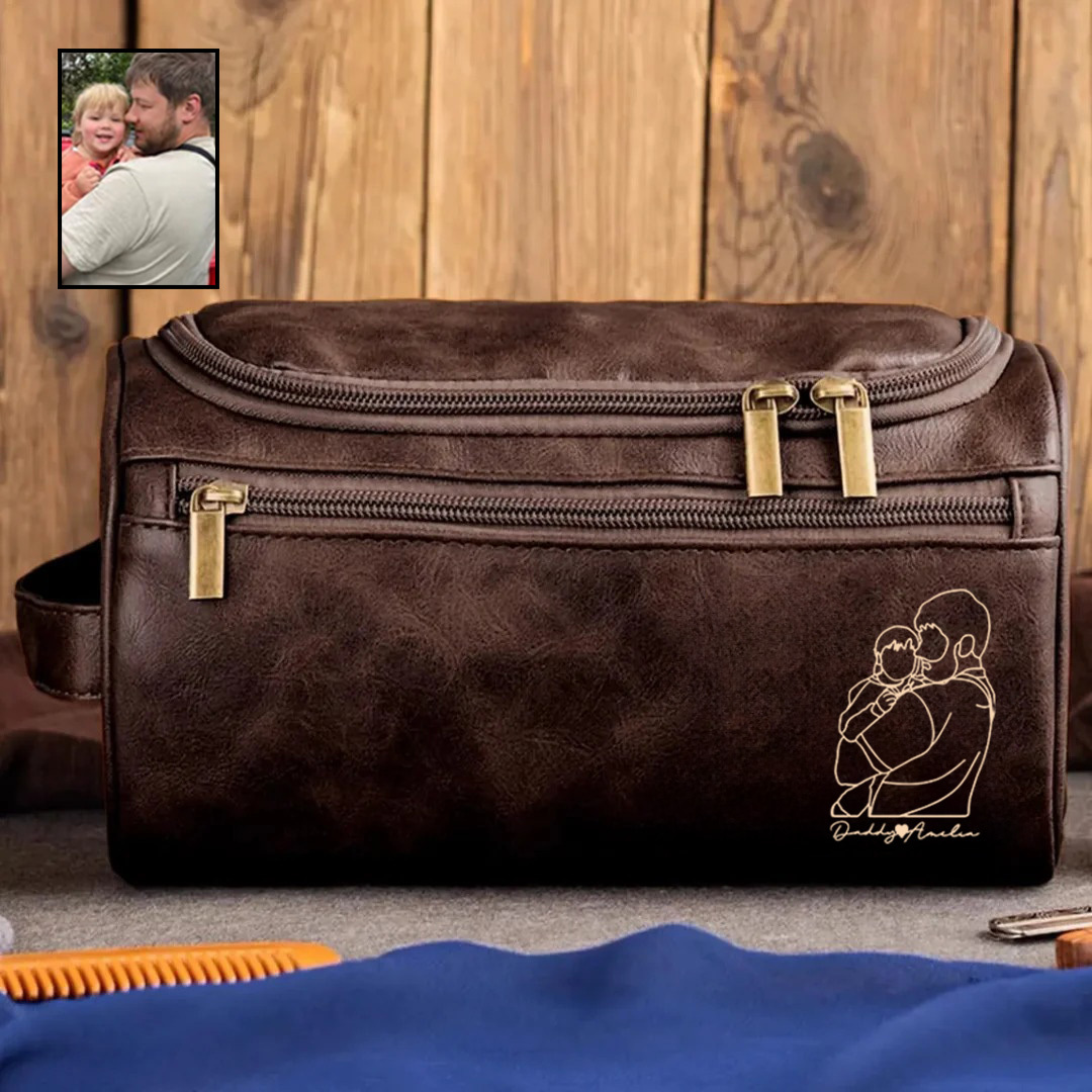 2025 Personalized Portrait Leather Toiletry Bag