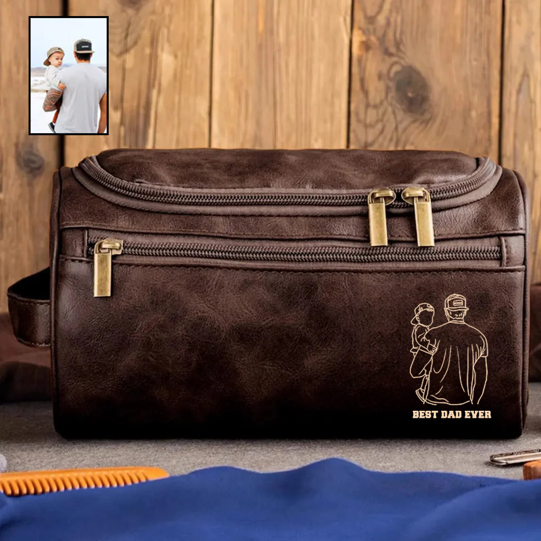 2025 Personalized Portrait Leather Toiletry Bag
