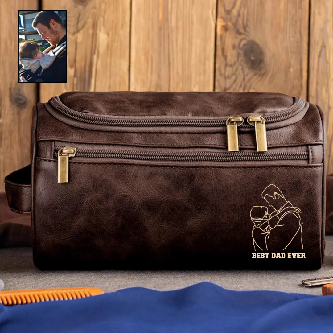2025 Personalized Portrait Leather Toiletry Bag