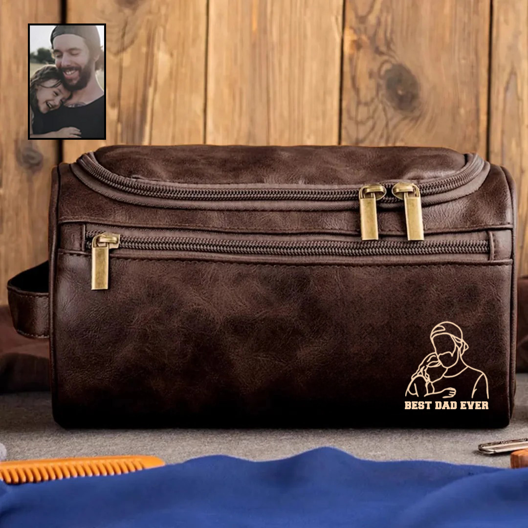 2025 Personalized Portrait Leather Toiletry Bag