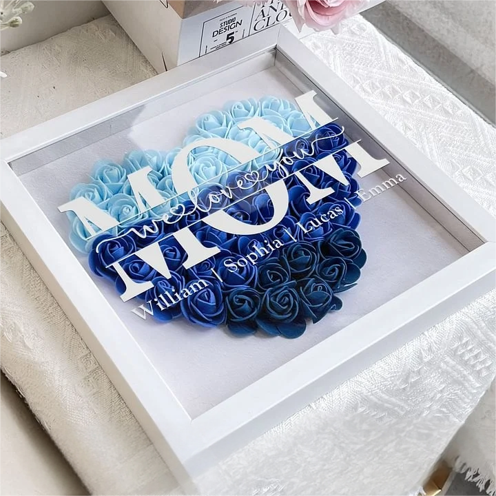 Mum We Love You - Personalized Flower Shadow Box