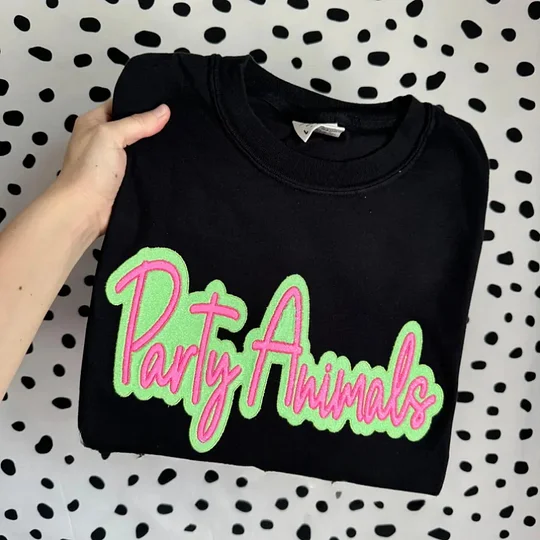 Custom Double Stack Glitter Embroidered Team Sweatshirt Hoodie T-shirt, Sports Mom Tshirt